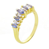14k Yellow Gold Graduate Marquise Tanzanite & Diamond Accent Band Ring Size 5.75