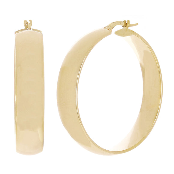 Italian 14k Yellow Gold Shiny Round Hollow Hoop Earrings 1.4