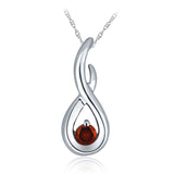 10k White Gold 0.20ctw Red Diamond Solitaire Ribbon Swirl Pendant Necklace 18"
