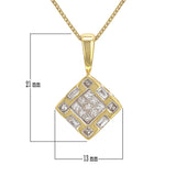 14k Yellow Gold 0.52ctw Mixed Cut Diamond Square Pendant Necklace