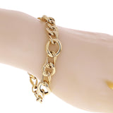 Italian 14k Yellow Gold Round Diamond Cut Open Link Bracelet 7.5" 13mm 7.8 grams