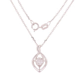 14k White Gold 0.15ctw Heartbeat Diamonds in Rhythm Pear Pendant Necklace 18"