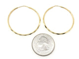 14k Yellow Gold Diamond Cut Round Endless Hoop Earrings 1.3" 1.6mm 2.5 grams