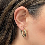 Italian 14k Yellow Gold Twisted 4.9mm 1" Diameter Round Hoop Earrings 3.5 grams