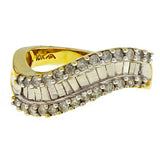 10k Yellow & White Gold 1/2ctw Brilliant Cut Diamond Wave Band Ring Size 7