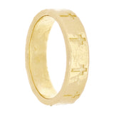 14k Yellow Gold Hammered Cross Ring Band Size 7.5 - 6mm 5.2 grams