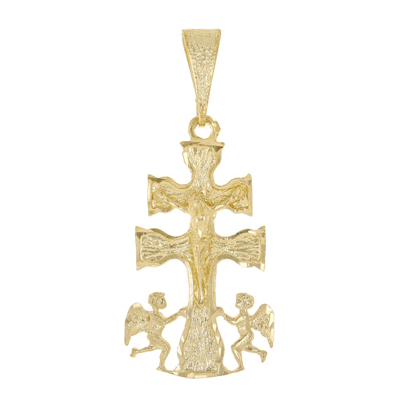 14k Yellow Gold Caravaca Crucifix Cross Charm Pendant 1.6