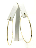 14k Yellow Gold Diamond Cut Round Hoop Earrings 2.6" 1.65mm 5 grams