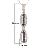 10k White Gold 0.33ctw Black & White Diamond Twist Linear Pendant Necklace 18"