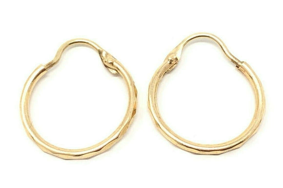 14k Yellow Gold Diamond Cut Round Hoop Earrings 0.7
