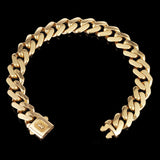 Italian 14k Yellow Gold Hollow Cuban Monaco Chain Bracelet 8" 11.2mm 15.4 grams