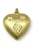 14k Yellow Gold Heart Puffy Charm Pendant 1.1" 2.5 grams
