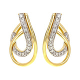 14k Yellow Gold 0.40ctw Diamond Double U-Shaped Curve Drop Earrings