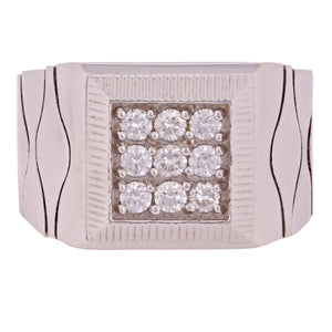 Men's 18k White Gold 0.59ctw Diamond Flexi Watch Band Top Wedding Ring Size 11