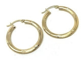 14k Yellow Gold Hollow Hoop Loop Round Earrings 1.18" 3.3mm 2.1 grams