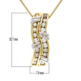 Italian 14k Yellow & White Gold 3/4ctw Diamond Channel Slide Pendant Necklace