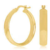 Italian 14k Yellow Gold Hollow Rounded Flat Tube Earrings 1" 5mm 2.1 grams