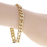 Italian 14k Yellow Gold Hollow Flat Link Figaro Bracelet 8.25" 8.2mm 15.7 grams