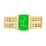 18k Yellow Gold 0.48ctw Tension Set Emerald & Diamond Channel Ring Size 7