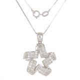 18k White Gold 1.11ctw Princess Diamond Swirling Star Pendant Necklace 18"