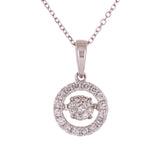 14k White Gold 0.30ctw Diamonds In Motion Eternity Halo Pendant Necklace