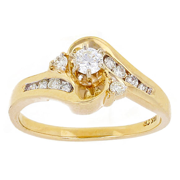 14k Yellow Gold 0.38ctw Diamond Channel Swirl Engagement Ring Size 6.5