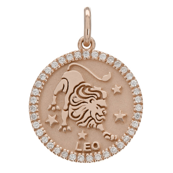 14k Rose Gold  Diamond Zodiac Sign Leo Pendant