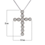 Italian 14k White Gold 1/2ctw Diamond Bezel Cross Pendant Necklace