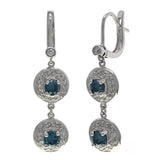 14k White Gold 2ctw Fancy Blue & White Diamond Circle Drop Earrings
