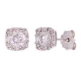 14k White Gold 0.63ctw Diamond Solitaire Halo Cushion Stud Earrings