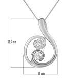 10k White Gold 0.20ctw Diamond 2-Stone Eternity Ribbon Circle Pendant Necklace
