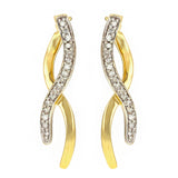14k Yellow Gold 1/3ctw Diamond Dangle Intertwine Ribbon Earrings