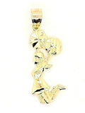 10k Yellow Gold Jumping Cheerleader with Pom Poms Charm Pendant 1.1 grams