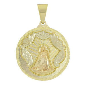 14k Tri Color Gold Blessed Mother and Baby Jesus Charm Pendant Medal 1.5" 8.4g