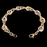 Italian 14k Yellow & White Gold Hollow Fancy Link Charm Bracelet 8.5" 11mm 9.2g