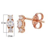 14k Rose Gold 0.30ctw Diamond 3-Stone Stud Earrings