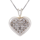 14k White Gold 0.50ctw Diamond Studded Heart Pendant Necklace