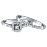 14k White Gold 0.35ctw Diamond Engagement & Wedding 2 Pc. Bridal Ring Set Size 7