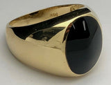 Men's 14k Yellow Gold Oval Black Onyx Ring Size 10 11grams