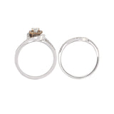 14k White & Yellow Gold 0.60ctw Diamond Swirl 2 Piece Bridal Ring Set Size 7