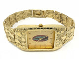 10k Yellow Gold Nugget Watch Link Geneve Guadalupe Diamond Watch 7-7.5" 45 grams