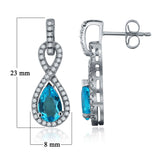 14k White Gold 0.40ctw Blue Topaz & Diamond Infinity Dangle Earrings