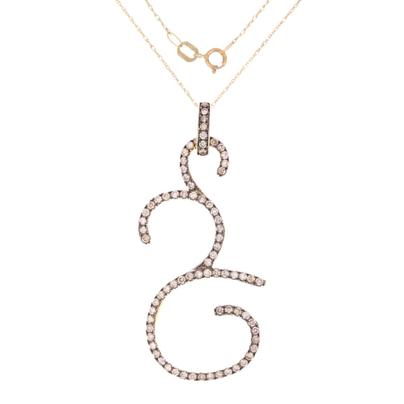 14k Yellow Gold 1ctw Champagne Diamond Ohm Symbol Pendant Necklace 18