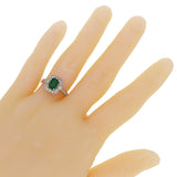14k White Gold 1.35ctw Emerald & Diamond Art Deco Style Halo Ring Size 6.5