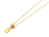 14k Tri Color Gold Ball Beads & Lady Bug Charm Pendant w/ 17" Singapore Necklace