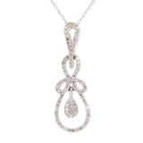 14k White Gold 0.30ctw Diamond Pave Vintage Style Drop Pendant Necklace 18"