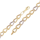 14k Yellow & White Gold Alternate Twisted Rope Open Link Bracelet 7.5" 8mm 6.3g