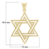 14k Yellow Gold Jewish Star of David Religious Charm Pendant 1.9" 12.7 grams