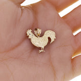 10k Yellow Gold Diamond Cut Rooster Cock Chicken Bird Charm Pendant 2.4 grams