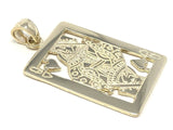 14k Yellow Gold Queen of Hearts Playing Card Charm Pendant 3.5 grams